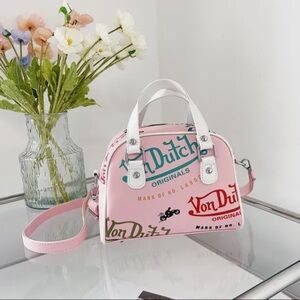 Von Dutch Pink and White Crossbody Bag